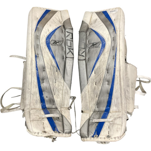 Vist Large View of Product Image Which is Used Reebok PREMIER SERIES II Goalie Leg Pads Senior White 38"