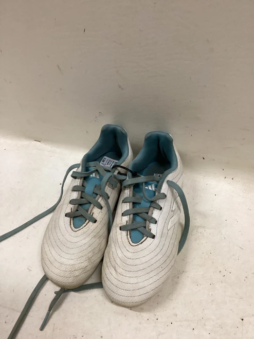 Vist Large View of Product Image Which is Used Adidas Soccer Cleats White And Carolina Blue Youth 13.0