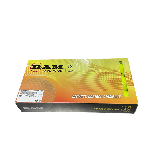 Vist Large View of Product Image Which is Used Ram FX MAX YELLOW 18 Pack - Golf Balls