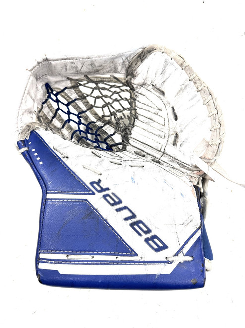 Vist Large View of Product Image Which is Used Bauer M5 PRO GLOVE Junior Goalie Catcher White