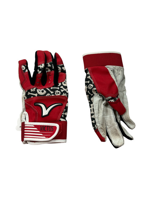 Vist Large View of Product Image Which is Used Victus BB/SB Batting Gloves White/Black/Red MD