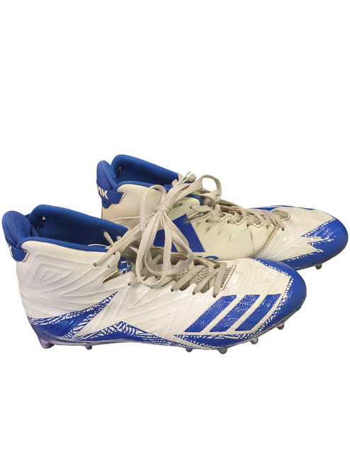 Vist Large View of Product Image Which is Used Adidas Adult FB Cleats White And Royal Blue Senior 9.5
