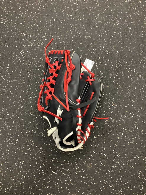 Vist Large View of Product Image Which is Used Miken KO135-MT BB/SB Glove RH Throw Black And Red 13 1/2"