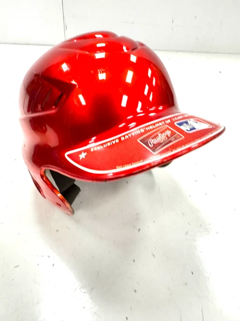 Vist Large View of Product Image Which is Used Rawlings 6 1/2  7 1/2 Batting Helmet No Mask Red One Size