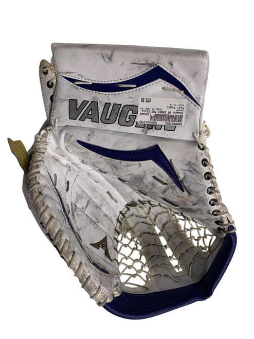Vist Large View of Product Image Which is Used Vaughn V6 1000I PRO Intermediate Goalie Catcher White/Royal Blue