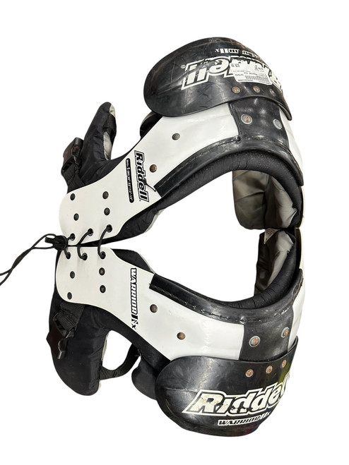 Vist Large View of Product Image Which is Used Riddell WARRIOR IIX FB Shoulder Pads White SM