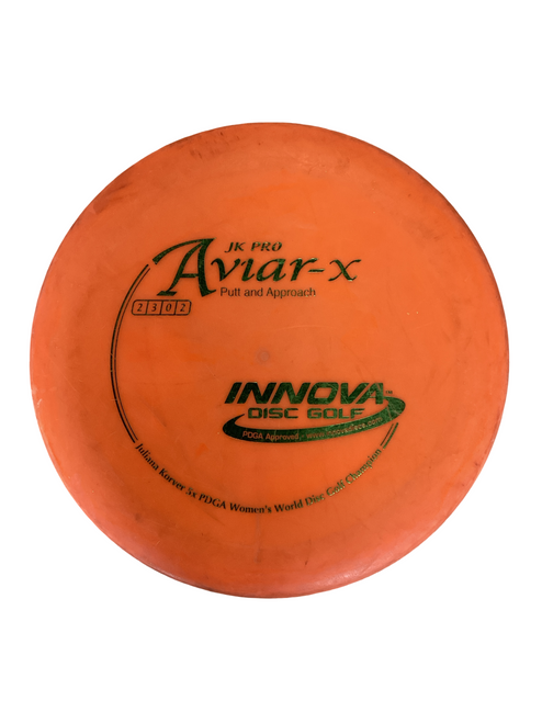 Vist Large View of Product Image Which is Used Innova JK PRO AVIAR-X Disc Golf Putter Orange
