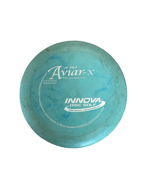 Vist Large View of Product Image Which is Used Innova JK PRO AVIAR-X Disc Golf Putter Teal