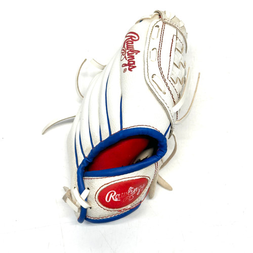 Vist Large View of Product Image Which is Used Rawlings PL90SSG BB/SB Glove T-ball White 9"