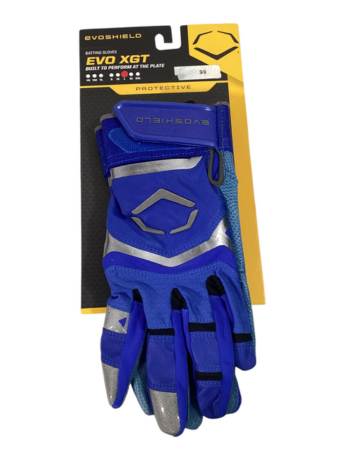 Vist Large View of Product Image Which is Used Evoshield EVO XGT BB/SB Batting Gloves Royal Blue LG