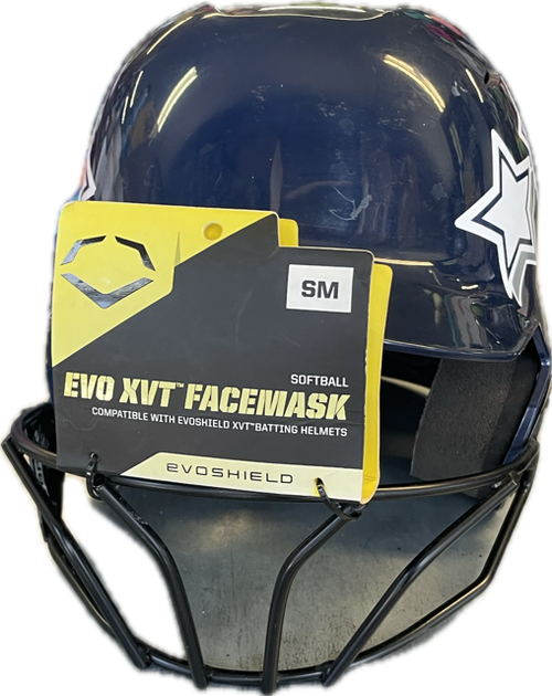 Vist Large View of Product Image Which is Used Evoshield BLUE Batting Helmet w/Mask Navy Blue SM