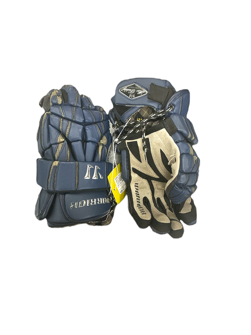 Vist Large View of Product Image Which is Used Warrior MACK DADDY Lacrosse Gloves Mens Navy Blue LG