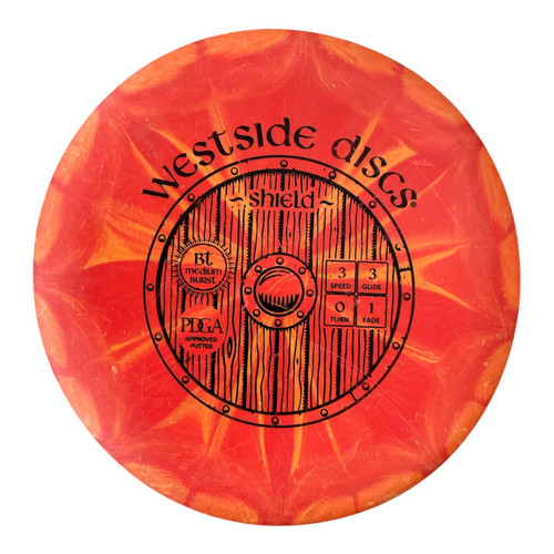 Vist Large View of Product Image Which is Used Westside BT MED SHIELD Disc Golf Putter Orange 173g
