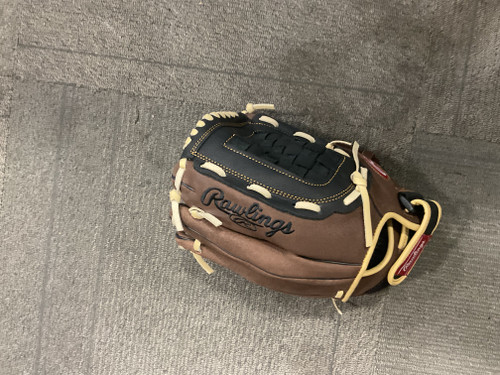 Vist Large View of Product Image Which is Used Rawlings THE MARK OF A PRO BB/SB Glove RH Throw Brown 12 1/2"