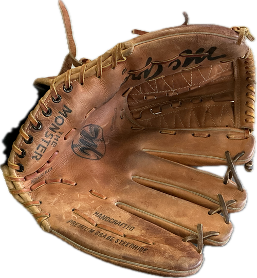 Vist Large View of Product Image Which is Used MacGregor THE MONSTER BB/SB Glove RH Throw Brown 12"