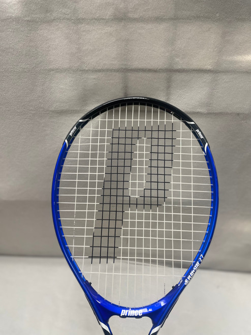 Vist Large View of Product Image Which is Used Prince PLAY STAY 27 Adult Tennis Racquet Navy Blue 4 3/8"