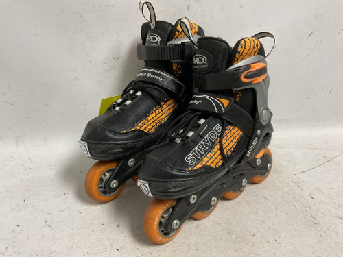 Vist Large View of Product Image Which is Used RollerDerby STRYDE 2-5 Junior Rec Fitness Skates Orange Adjustable