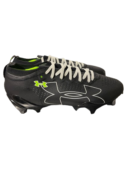 Vist Large View of Product Image Which is Used Under Armour Adult FB Cleats Black And Neon Green Senior 10.5