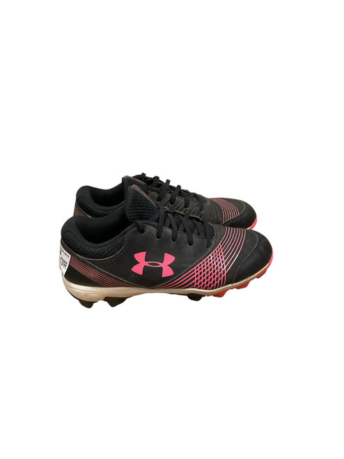 Vist Large View of Product Image Which is Used Under Armour SOFTBALL PINK 3.5 BB/SB Cleats Black Junior 03.5