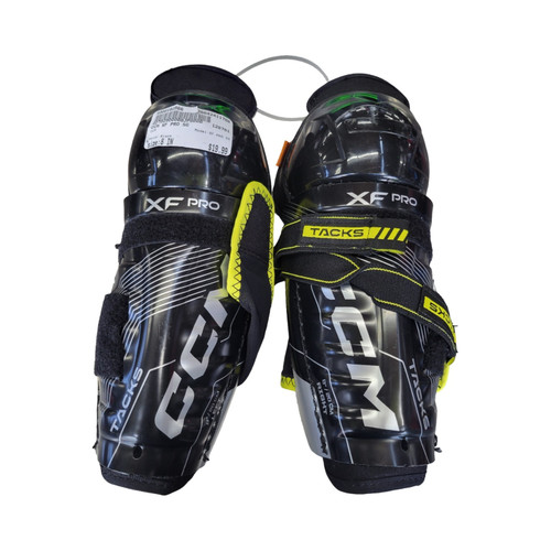 Vist Large View of Product Image Which is Used CCM XF PRO SG Youth Shin Guards Black 8"