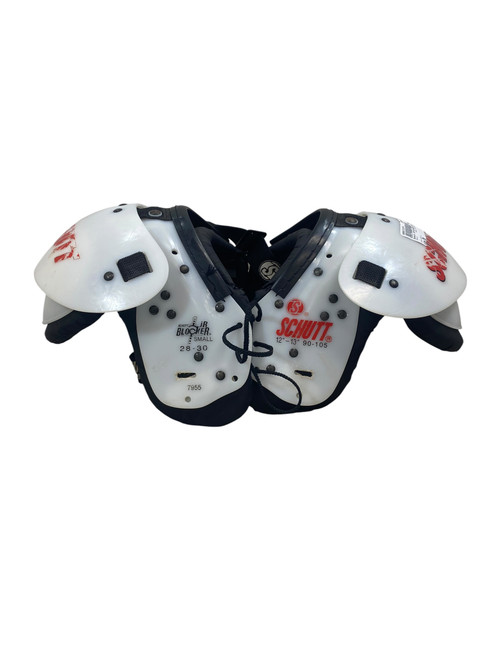 Vist Large View of Product Image Which is Used Schutt JR BLOCKER 28-30 FB Shoulder Pads White SM