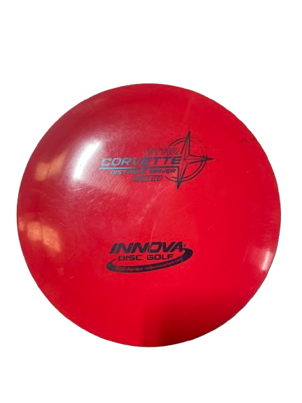 Vist Large View of Product Image Which is Used Innova DX SHARK - 4/4/0/2 Disc Golf Mid Range Red