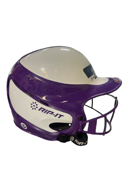 Vist Large View of Product Image Which is Used RIP-IT RIP-IT VISION PRO CLASSIC S/M Batting Helmet w/Mask Purple And White S/M