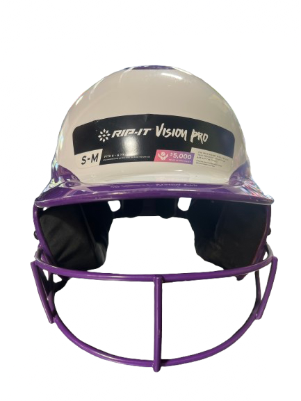 Vist Large View of Product Image Which is Used RIP-IT RIP-IT VISION PRO CLASSIC S/M Batting Helmet w/Mask Purple And White S/M