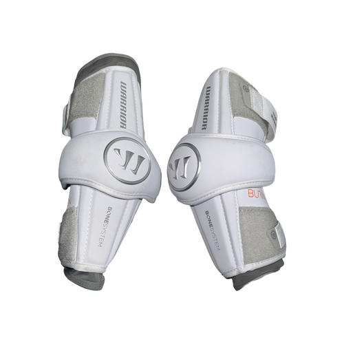 Vist Large View of Product Image Which is Used Warrior BURN Lacrosse Arm Pads/Guards White LG