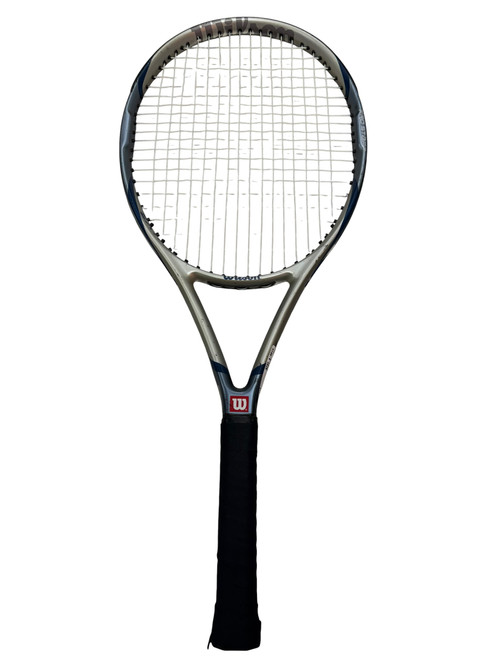 Vist Large View of Product Image Which is Used Wilson EXTREME Adult Tennis Racquet Navy Blue 4 1/8"