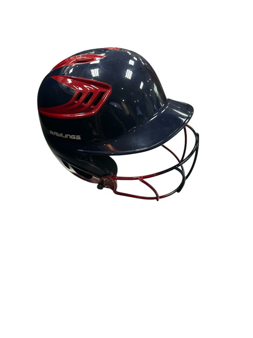 Vist Large View of Product Image Which is Used Rawlings R16J-R1 6 3/8 - 7 1/8 W/MASK Batting Helmet w/Mask Navy Blue And Red S/M