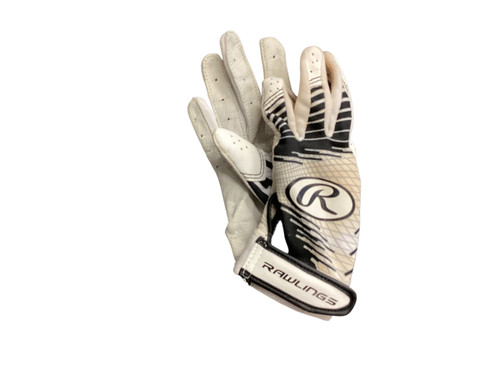 Vist Large View of Product Image Which is Used Rawlings BB/SB Batting Gloves White SM