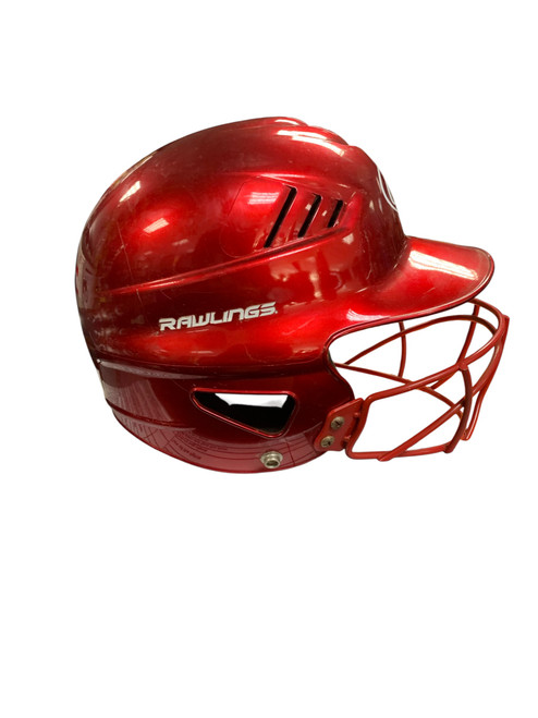 Vist Large View of Product Image Which is Used Rawlings RED HELMET W CAGE Batting Helmet w/Mask Red XS