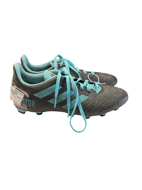 Vist Large View of Product Image Which is Used Adidas Soccer Cleats Black And Carolina Blue Senior 6.5
