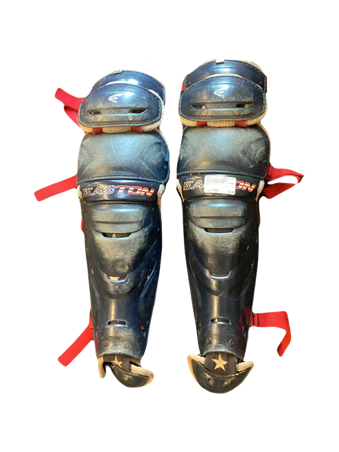 Vist Large View of Product Image Which is Used Easton ELITE X Catchers Leg Guards Navy Blue Intermed
