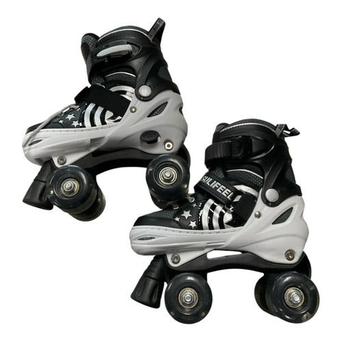 Vist Large View of Product Image Which is Used SULIFEEL SKATES ADJ 10-13 Junior Roller Quad Skates Black Adjustable