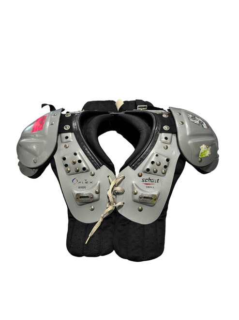 Vist Large View of Product Image Which is Used Schutt Y FLEX FB Shoulder Pads White SM