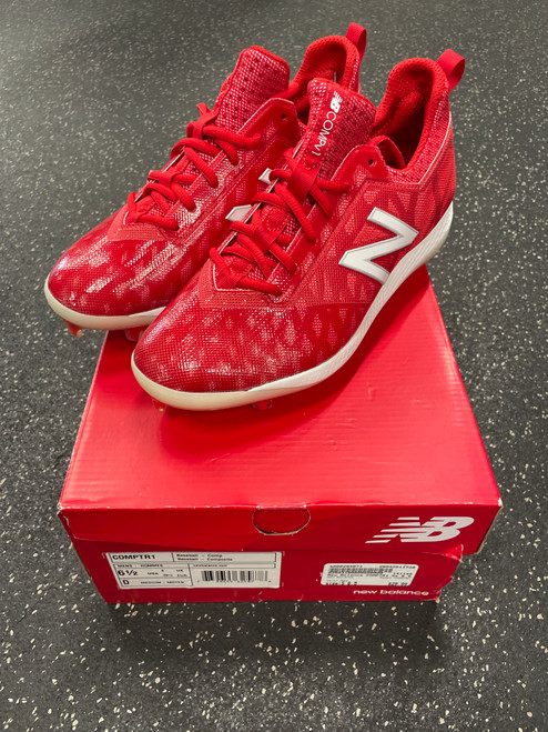 Vist Large View of Product Image Which is Used New Balance COMPTR1 BB/SB Cleats Red Senior 6.5