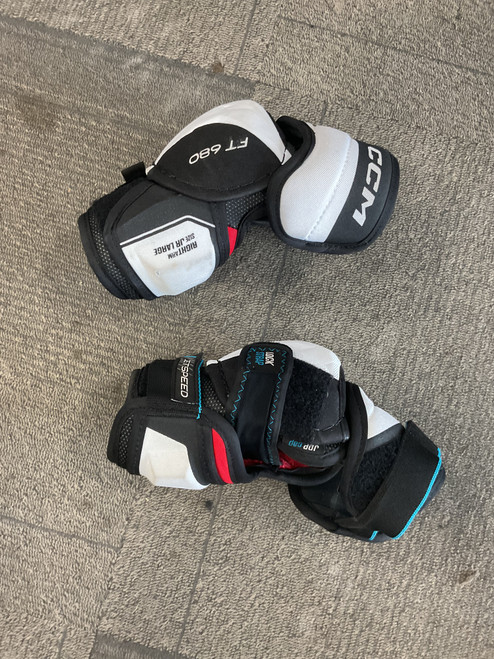 Vist Large View of Product Image Which is Used CCM FT680 Junior Elbow Pads LG