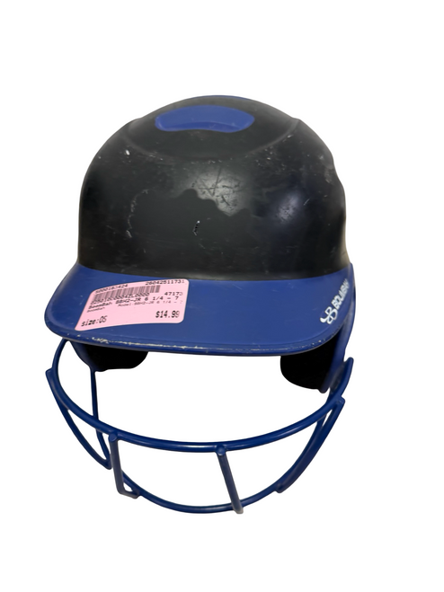 Vist Large View of Product Image Which is Used BoomBah BBH2-JR 6 1/4 - 7 Junior Softball Batting Helmet w/Mask Black And Royal Blue