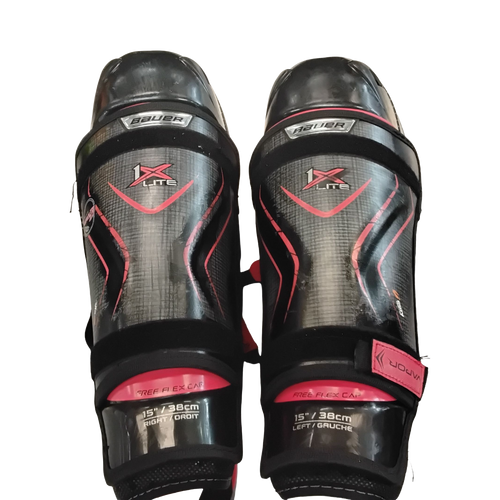 Vist Large View of Product Image Which is Used Bauer VAPOR 1XLITE Senior Shin Guards Black 15"