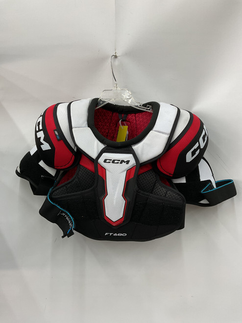 Vist Large View of Product Image Which is Used CCM JETSPEED FT680 Junior Shoulder Pads LG