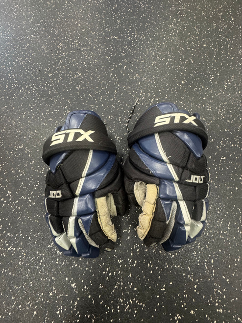 Vist Large View of Product Image Which is Used STX JOLT Lacrosse Gloves Mens Navy Blue LG