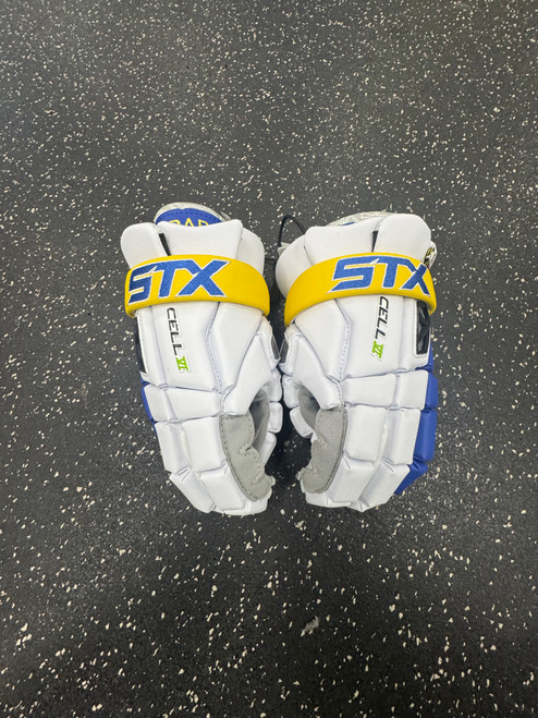 Vist Large View of Product Image Which is Used STX CELL IV Lacrosse Gloves Mens White SM