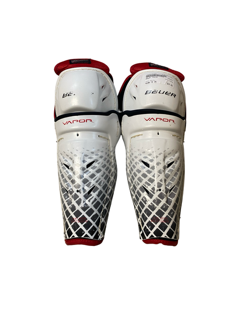 Vist Large View of Product Image Which is Used Bauer VAPOR Senior Shin Guards White 12"
