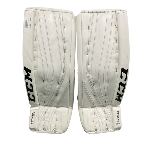Vist Large View of Product Image Which is Used CCM PREMIER R19 Goalie Leg Pads Senior White 32"