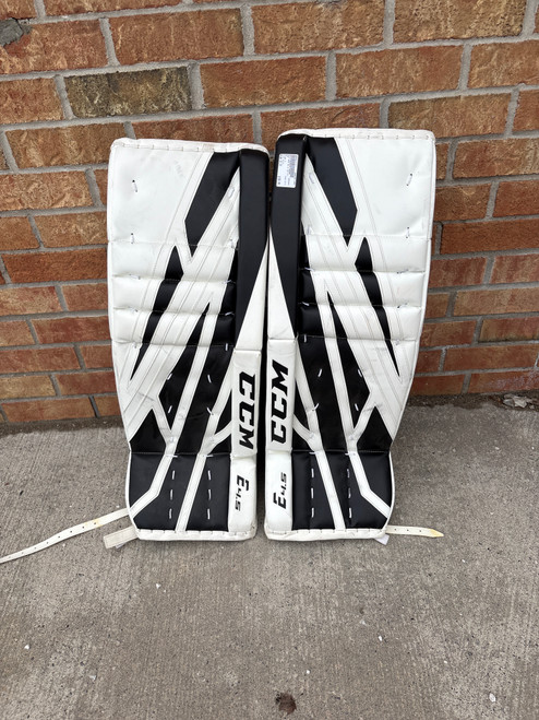 Vist Large View of Product Image Which is Used CCM E4.5 Goalie Leg Pads Senior White 32"