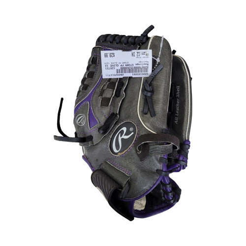 Vist Large View of Product Image Which is Used Rawlings STORM FP GLOVE 12IN BB/SB Glove RH Throw Grey 12"
