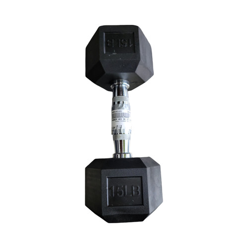Vist Large View of Product Image Which is Used RUBBER HEX DB 15 SINGLE Hex Dumbbell (Each) 15 lb