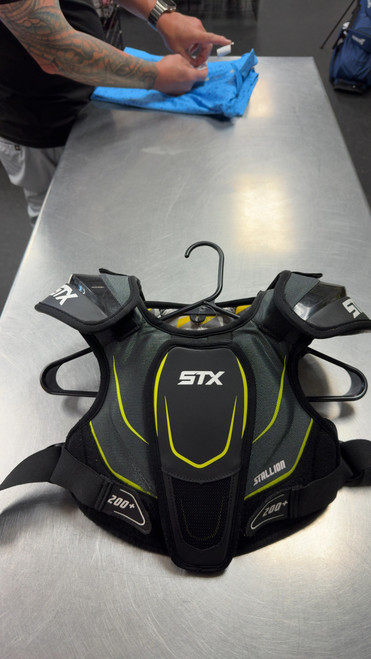 Vist Large View of Product Image Which is Used STX STALLION 200+ Lacrosse Shoulder Pads Black SM